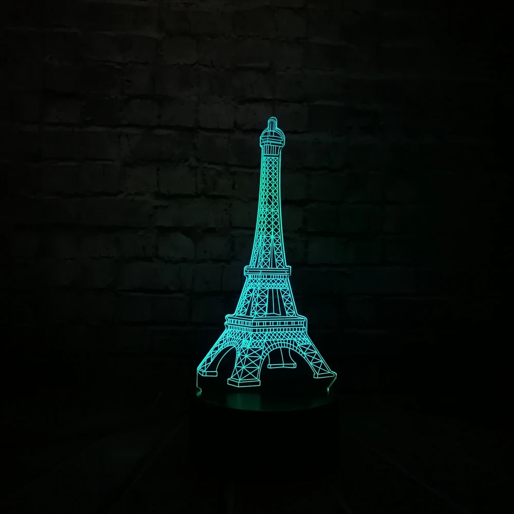 Романтический Франция Париж Эйфелева башня 3D USB светодиодный светильник RGB