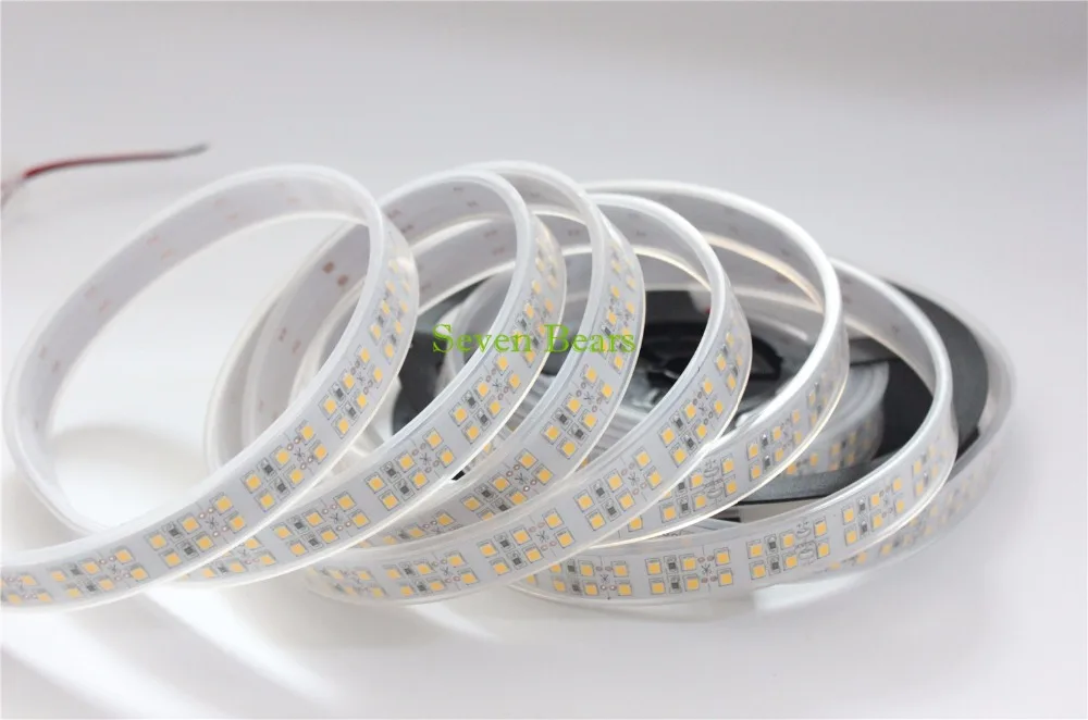 Водонепроницаемая IP67 5 м двухрядная Светодиодная лента 2835 1200 SMD 12 В гибкая