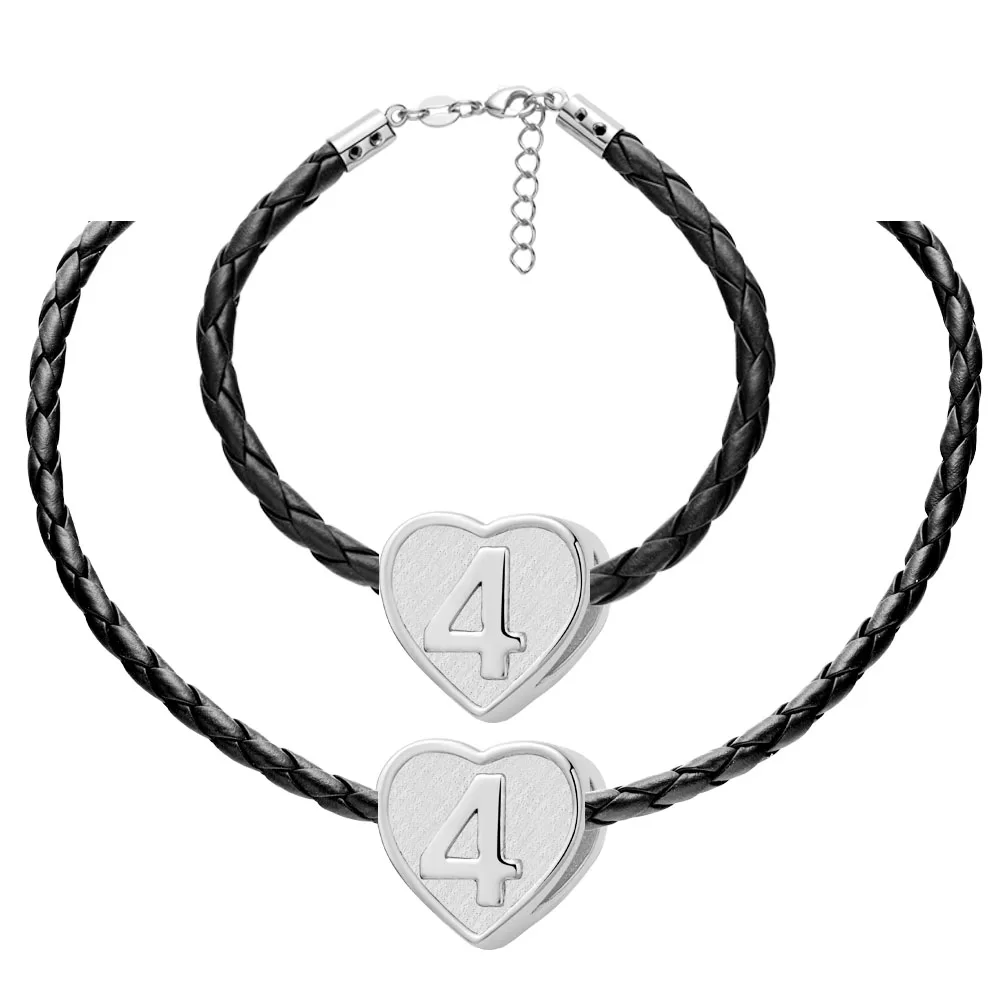New Fashion Heart Number Jewelry Black Rope Set Silver Plated Snake Bracelets&ampnecklace For Women | Украшения и аксессуары