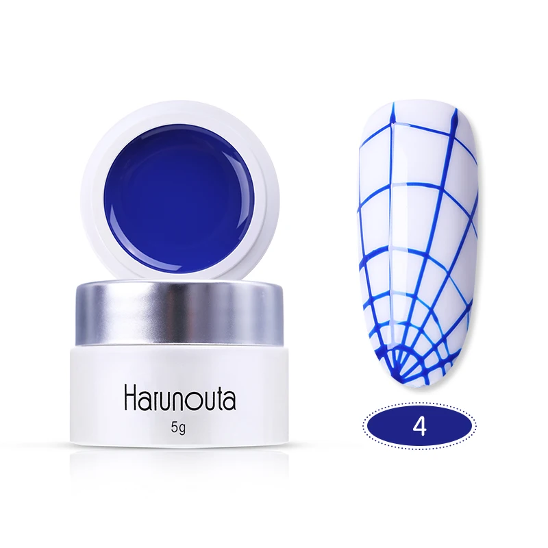 04 Harunouta, эластичный УФ-гель для ногтей, паучок, впитывающий УФ-гель, лак, белый, серебристый, золотой цвет, лак для ногтей, сделай сам, для маникюра - Цвет: 04