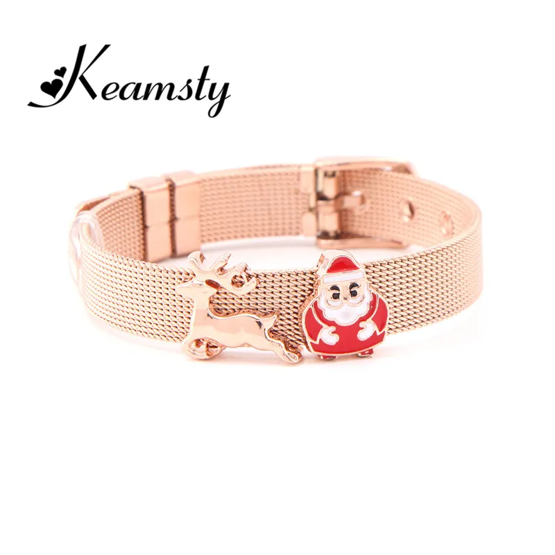 Keamsty розовое золото на заказ набор Рождественский браслет 2018 Санта-Клаус слайд