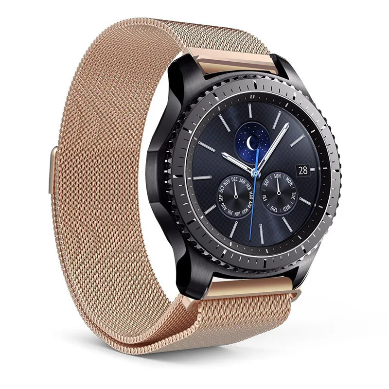 Сетка Milanese Loop Ремешки для наручных часов 16 мм 18 мм 20 мм 22 мм 24 мм серебряная Роза золотистый и черный браслет наручные часы ремешок Магнитная Синтетическое закрытие волос