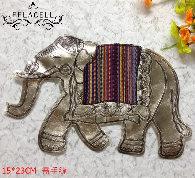 FFLACELL Elephant Patches Embroidered Sew on for Clothing DIY Stripes Clothes Applique | Дом и сад