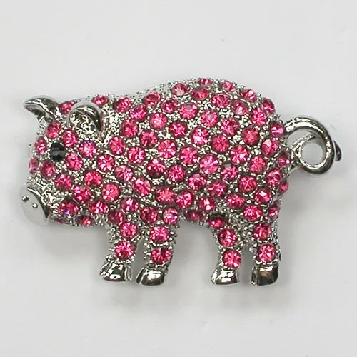 

Pink Rhinestone small Swine Pin brooches C409 J