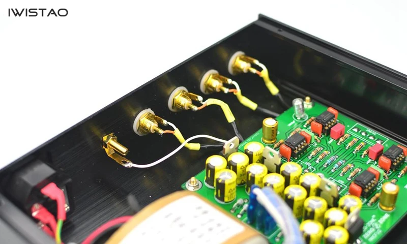 Iwistao HIFI мм фонокорректор RIAA требования 4 шт. BB OPA604 весь Алюминий шасси черный AC110/220 V
