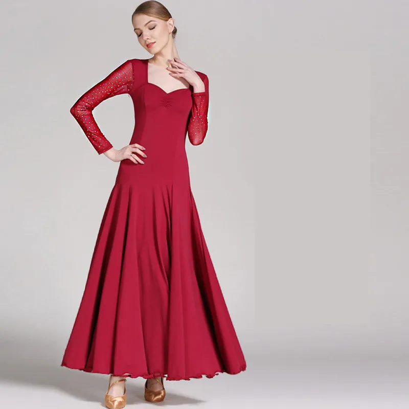 2018 Newest Luxury sexy lady Ballroom Dance Dress Jazz/Waltz/Tango long sleeves Standard 3 colors | Тематическая одежда и