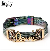 DINGLLY модные новые черные сетчатые браслеты из нержавеющей стали для женщин ключ-сердце, замок на велосипеде золотые бусины бренды браслеты подарок