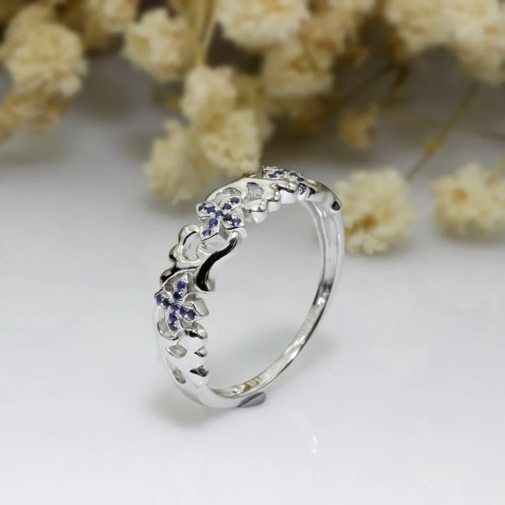 Lasamero Кольца для Для женщин круглой огранки природных с сапфиром 925 Серебряный