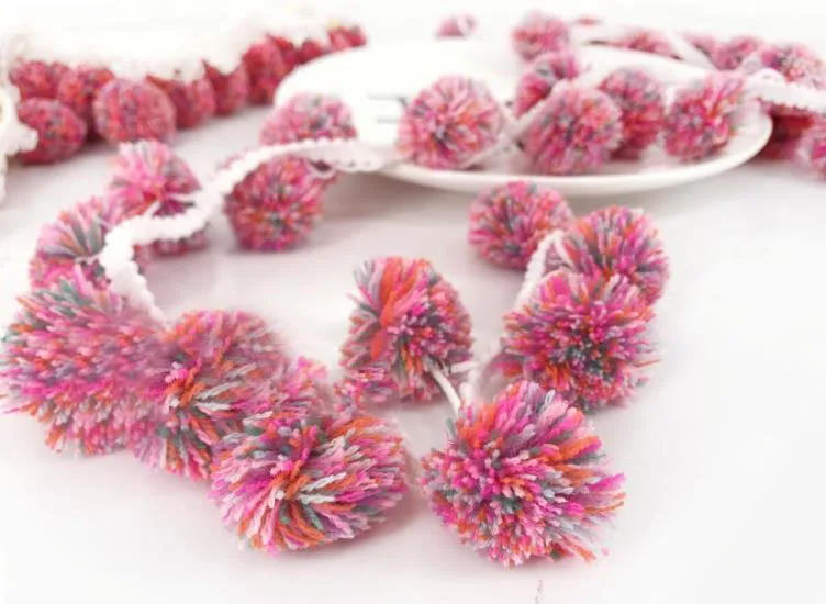 3 ярдов помпон кисточка кружевная отделка лента шар ткань с бахромой Кружевной