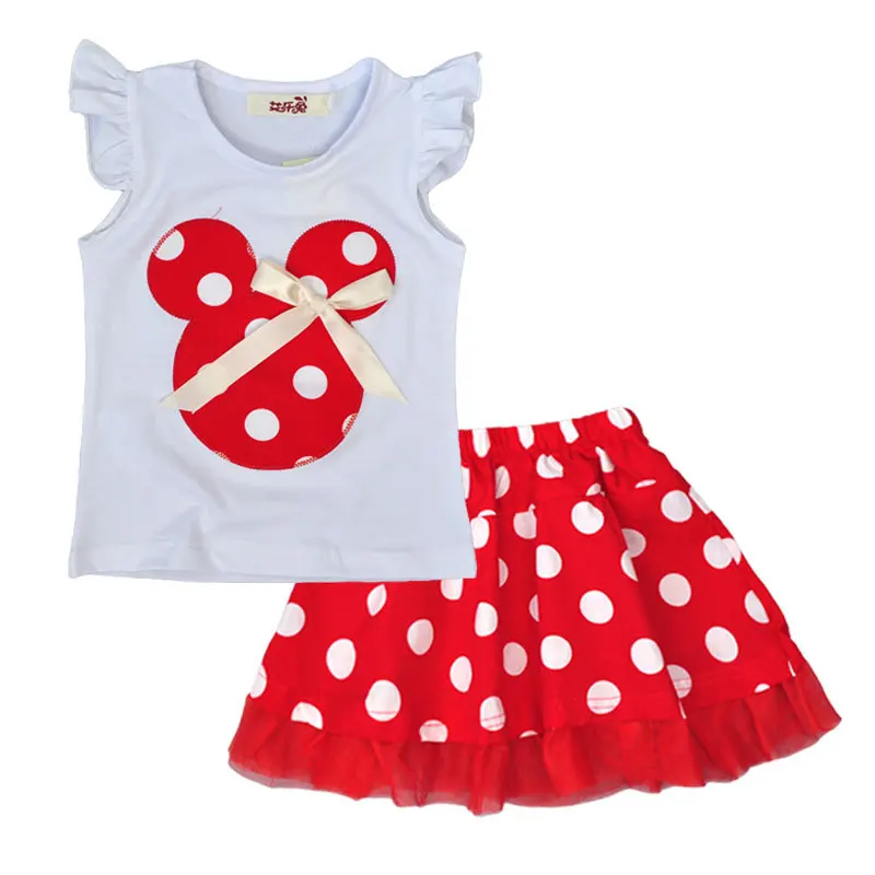 Комплект летней одежды для маленьких девочек Высококачественная Футболка с