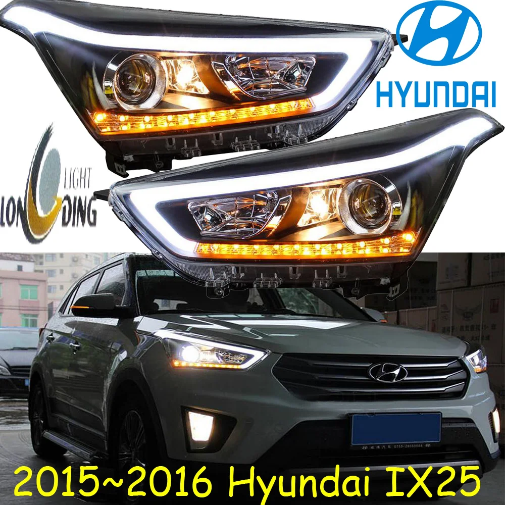 Автомобильный бампер налобный фонарь для hyundai creta IX25 головной светильник автомобильные аксессуары IX 25, год светодиодный DRL головной светильник IX25 противотуманный светильник