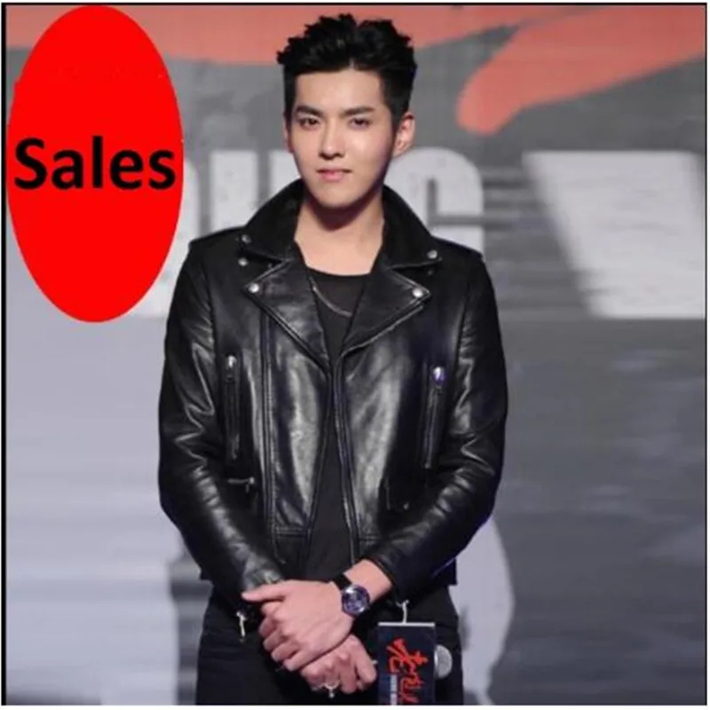 Бесплатная доставка. Модные мужские классические куртки из овечьей кожи мужская