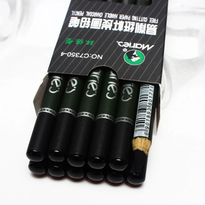 Maries Charcoal Pencil 12pencils/lot Super Soft/Soft/Neutral Paper Holder For Sketch Art Supply Good Quality | Канцтовары для офиса