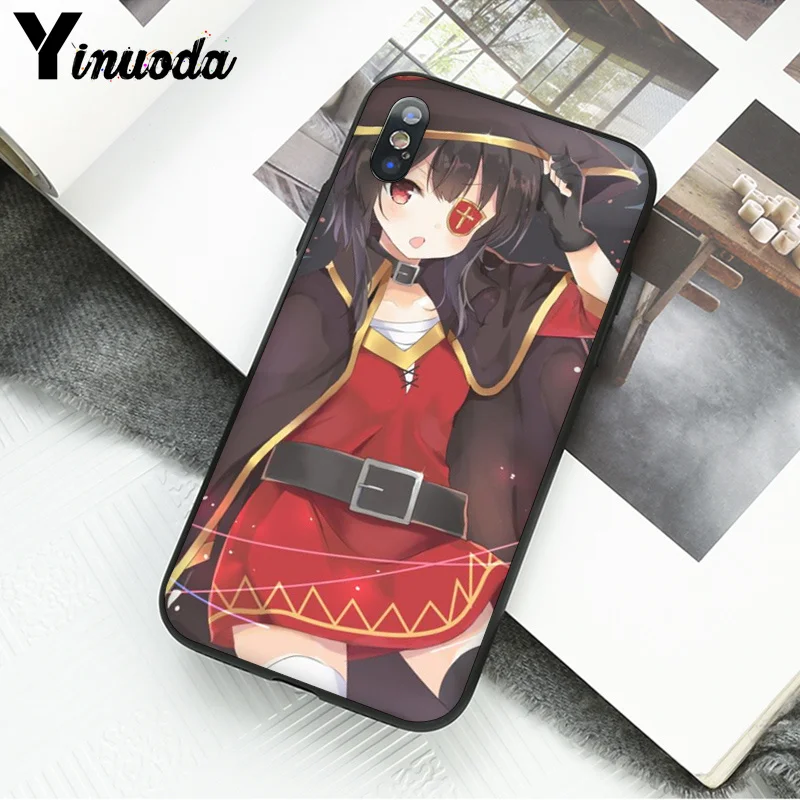 Yinuoda Япония Аниме Konosuba Megumin черный мягкий чехол для телефона Apple iPhone 8 7 6 6S Plus X XS MAX 5