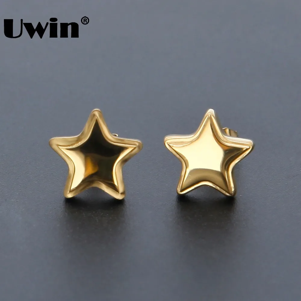 

Gold Silver Plated Stainless Steel Star Stud Earrings New Fashion Women Jewelry Vintage Accessories For Girls Party Gift