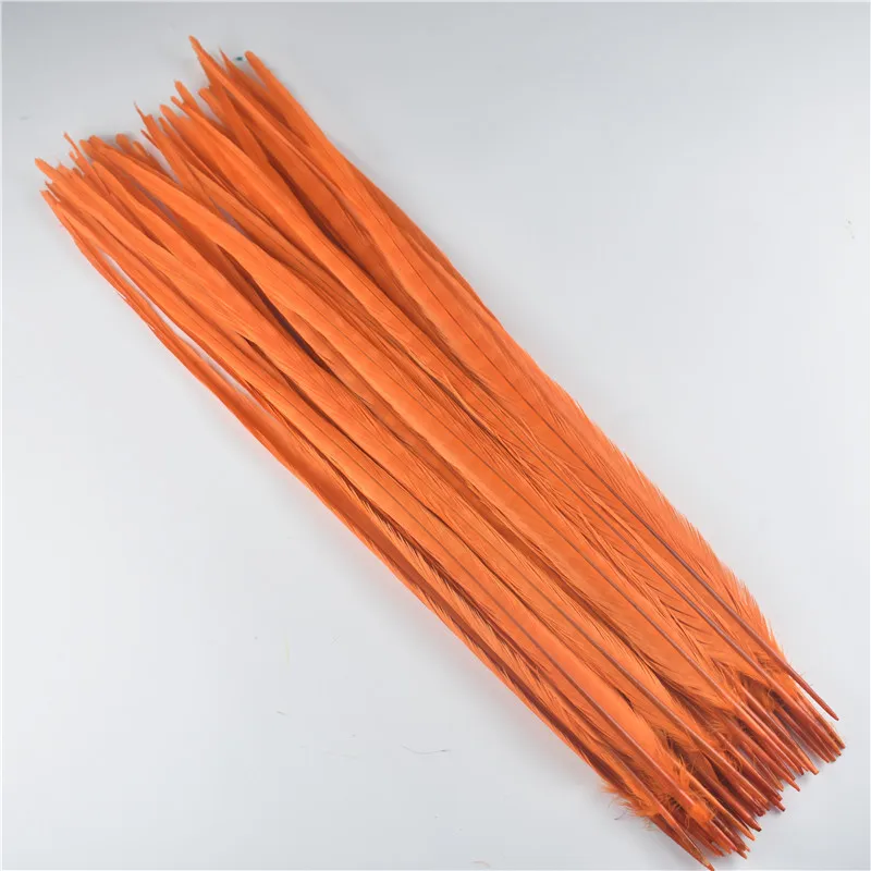 Orange 50-55 см 20-2" Колечки перья из хвоста фазана для рукоделия черный белый натуральный перья фазана ювелирные изделия изготовление карнавала - Цвет: Orange