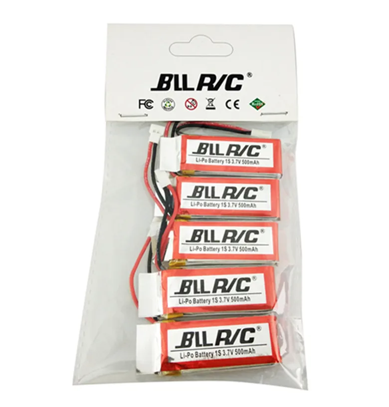 

BLLRC 5Pcs Upgraded Spare 3.7V 500mAh 25C Lipo Battery for Hubsan X4 H107 H107L H107C H107D SYMA X5C X5SW RC Quadcopter Parts