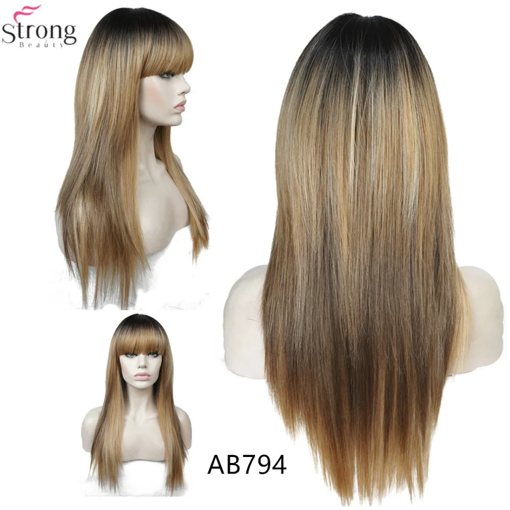 StrongBeauty Женские синтетические парики матовые Ombre длинные прямые волосы в стиле