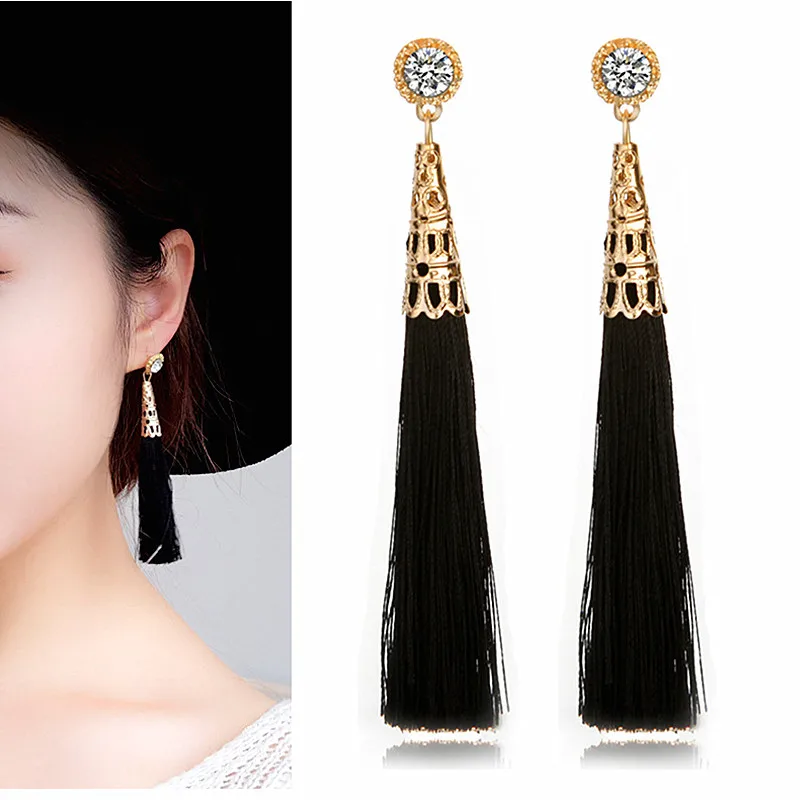 Модные серьги крупные Винтажные Стразы женские серьги-подвески в этническом