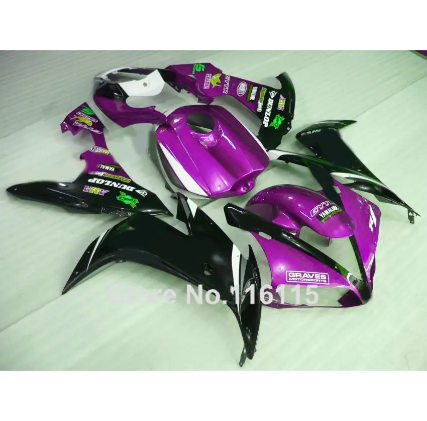 

MOTOMARTS 100% new fairing kit for YAMAHA YZF R1 2004 2005 2006 purple black ABS fairings set R1 04 05 06 3213 Full injection