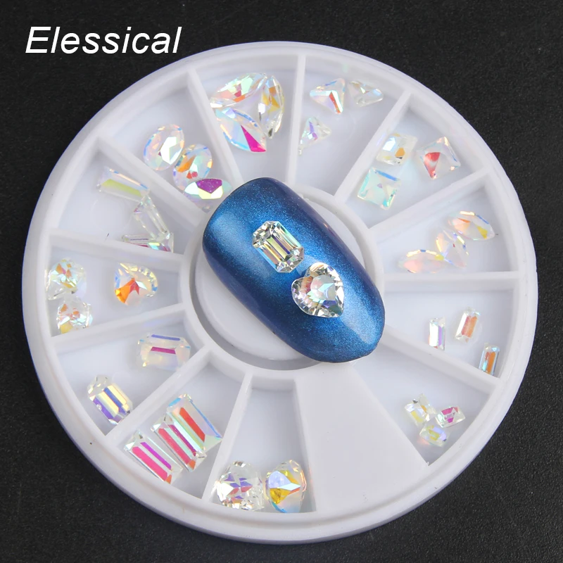 Беззеркальные украшения для ногтей колеса прозрачные AB цветные полимерные