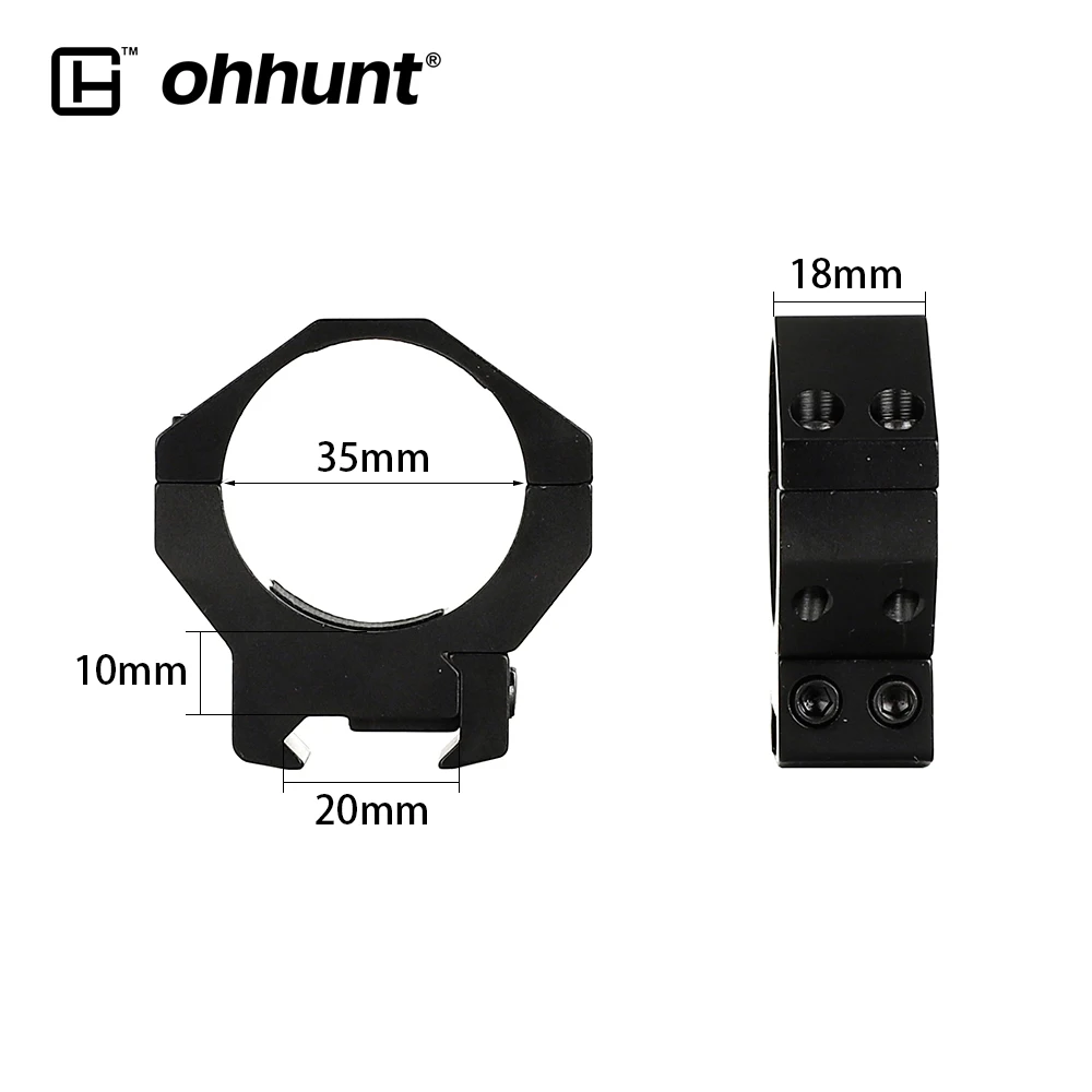 35mm Ohhunt 2 шт. охотничьи кольца для прицела 35 мм 34 мм трубка низкий широкий профиль Пикатинни Вивер кольцо Алюминий для тактических прицелов - Цвет: 35mm