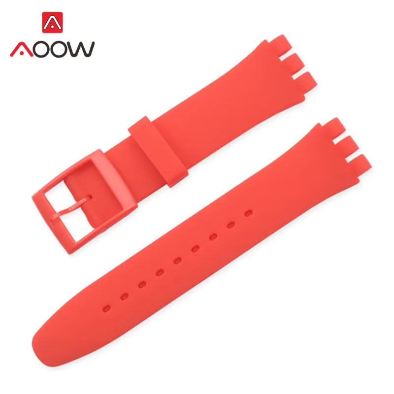 Red Красочные Силиконовый ремешок для наручных часов часы swatch 12 мм 16 мм 17 мм/19 мм/20 мм/резина, сменный ремешок для наручных часов, ремешок, автомобильные аксессуары, розовый цвет черный - Цвет ремешка: Red