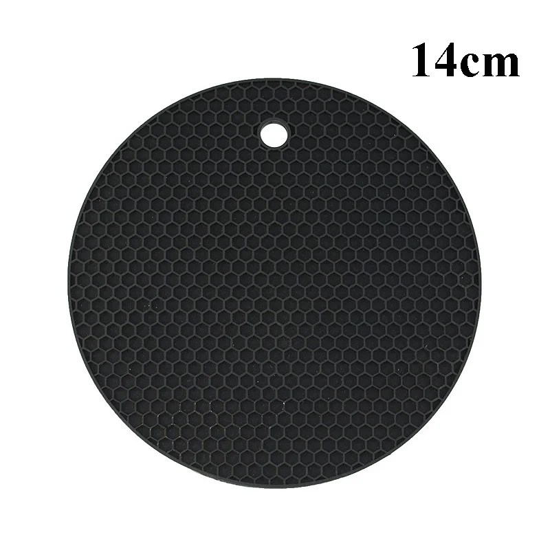 14cm Black Кухня Инструменты гаджеты 18/14 см силиконовые коврики термостойкие циновка чашки подставки круглый нескользящий стол кухонная салфетка-подставка для М - Цвет: 14cm Black