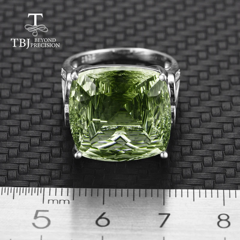 TBJ зеленое кольцо с аметистом натуральная Подушка изображением драгоценного