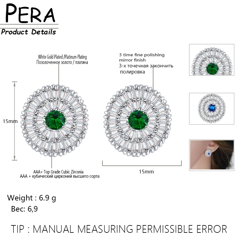 Женские серьги гвоздики с фианитами зеленым камнем|round stud earrings|fashion earringsstud earrings |