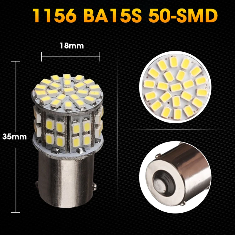 Hlxg 4 шт. светодиодный BA15S 1156 P21W лампы габаритные фонари для автомобиля 12V 6000K