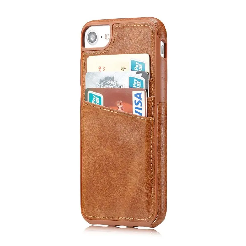 Brown JINSERTA телефон роскошный чехол для iphone 8 Кредитная карта карман РЕТРО PU кожаный бумажник чехол задняя крышка чехол для iphone 8 телефонные чехлы - Цвет: Brown