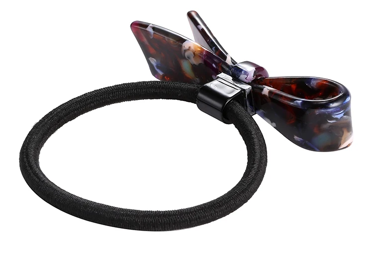 Bowknot acetate hair tie acrylic bow elastic headbands cute girls hairwear colorful hair jewelry eManco HA00016