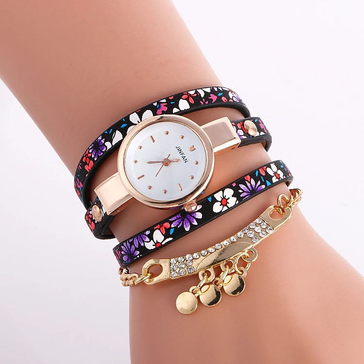 100 шт./лот Роскошные модные наручные часы в Корейском стиле с кожаным ремешком и