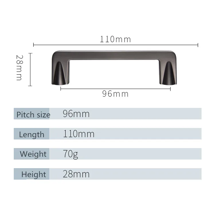 Black-96mm Черные, оцинкованные Литые ручки для мебельные ручки и ручки ящика ручки для кухонного шкафа ручки шкафа - Цвет: Black-96mm
