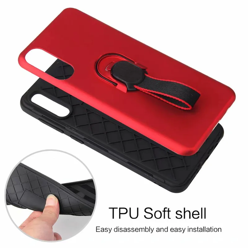 For Samsung Galaxy A50 A70 A40 A30 A10 Case Armor Shockproof Finger Loop Strap Back Cover M10 M20 M30 Hide Stand Holder |