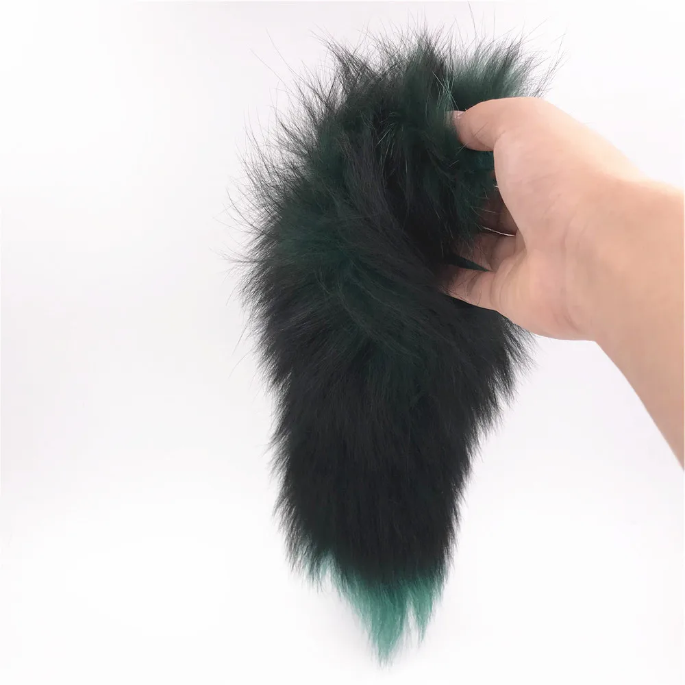 2 шт./лот вибратор зеленый и черный большой лисий хвост пушистый анальный штекер