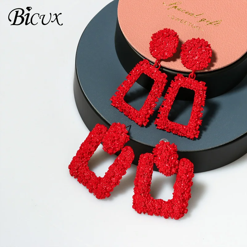 Женские массивные серьги подвески BICUX винтажные длинные золотого и серебряного