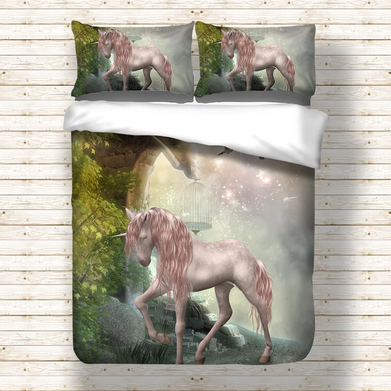 Единорог Лошадь пони дизайн Твин Король Королева двойной Полный Постельное