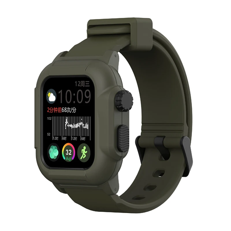 Спортивный силиконовый мягкий чехол для Apple Watch Series 5 4 3 2 Водонепроницаемый ударопрочный 40/44/42 мм противоударный чехол с Ремешок