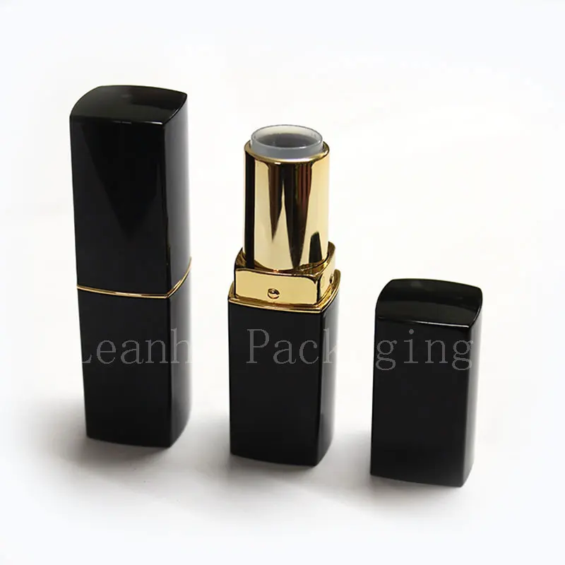 

Пустой квадратный тюбик для губной помады черного и золотого цвета для личной гигиены, высококачественный флакон для бальзама для губ, косм...