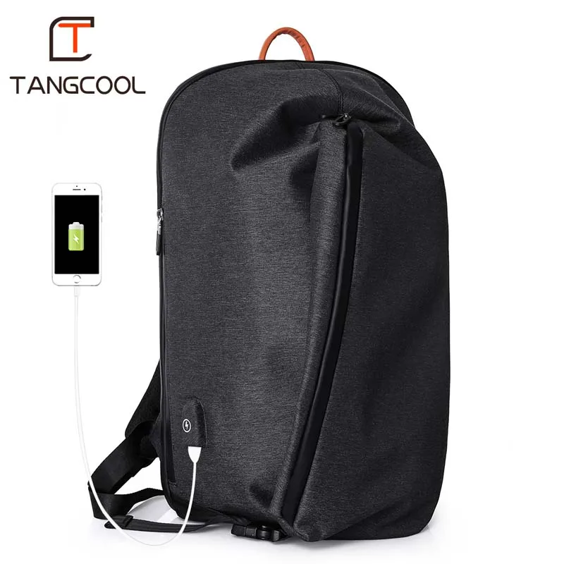 Tangcool, модный мужской рюкзак, многофункциональный, с usb зарядкой, для мужчин, 16,5 Дюймов, для ноутбука, рюкзаки для школьников, рюкзак для путешествий - Цвет: Черный