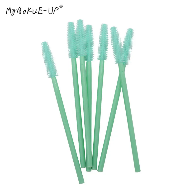 50pcsSilicone brush Одноразовая нейлоновая тушь для ресниц палочки для наращивания ресниц силиконовый аппликатор для ресниц микрощетки набор инструментов для макияжа - Handle Color: 50pcsSilicone brush