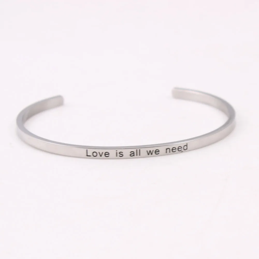 Браслет из нержавеющей стали с гравировкой Love is all we need Positive Inspirational Quote ручной