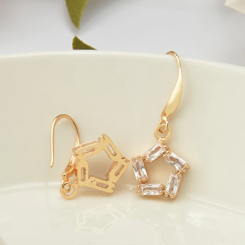 Женские серьги подвески из розового золота с кристаллами|womens dangle earrings|dangle