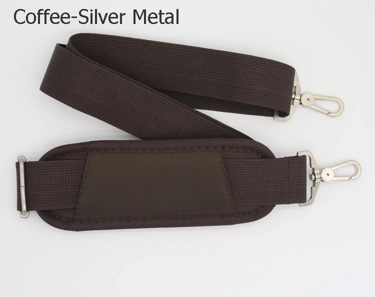 Coffee-Siver Metal 3,8 см Широкий регулируемый длинный нейлоновый ремень для сумки крепкий плечевой ремень мужской портфель сумка для ноутбука Аксессуары для ремней на сумку черный KZ0395 - Цвет: Coffee-Siver Metal