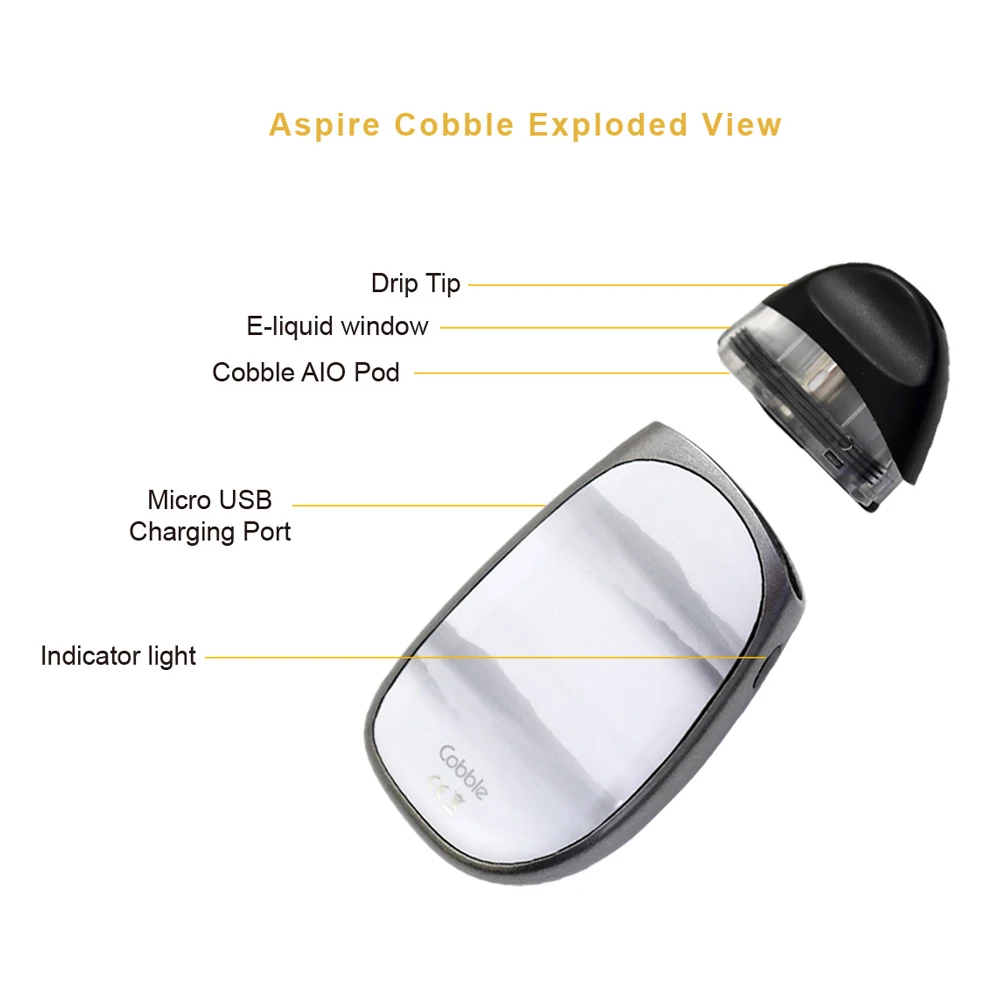 Бесплатный подарок оригинал Aspire cobble pod kit новейший aspire aio vape system с батареей 700 мАч 1 8