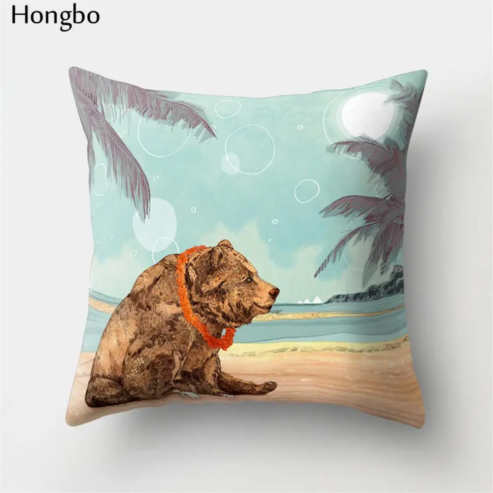 Hongbo 1 шт., милый чехол для подушки с рисунком лисы и медведя, наволочка для кровати, чехол для подушки для автомобиля, дивана, домашнего декора - Цвет: 15
