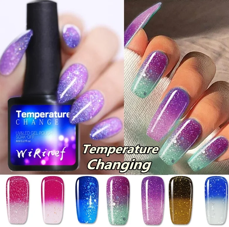 

Temperature Color Changing Water-based Manicure Varnish 8ml Thermal Nail Polish Glitter Shinny Shimmer Nail Lacquer