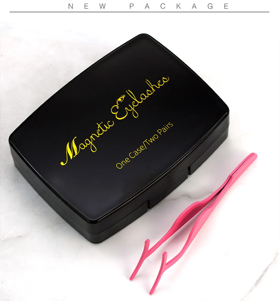 Genailish, 6D Магнитная Eyeashes с 2 магнит 6 шт./пара полный магнитная полоска ресницы с зеркалом и пинцет световой короб акриловые SCT06-1